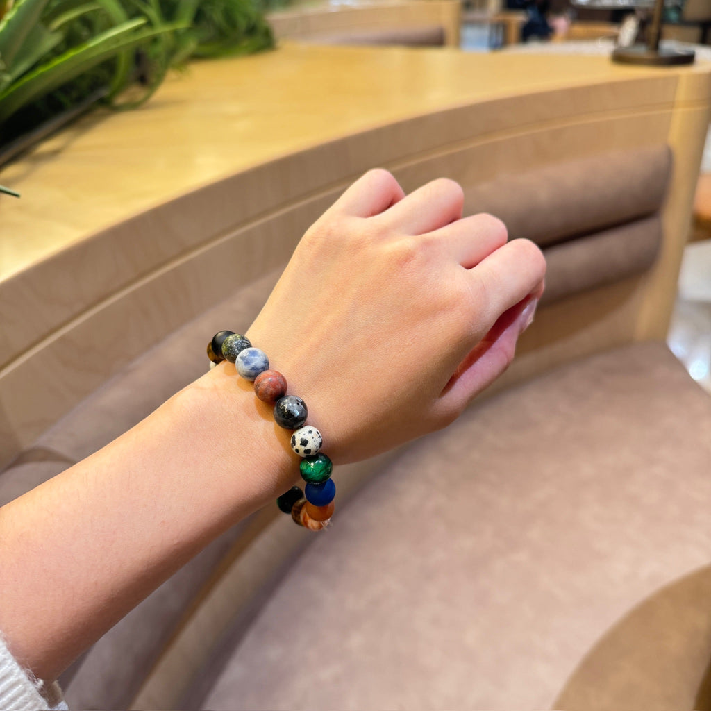 Galaxy Universe Planet Bracelet | 10mm Blue Sandstone Beads