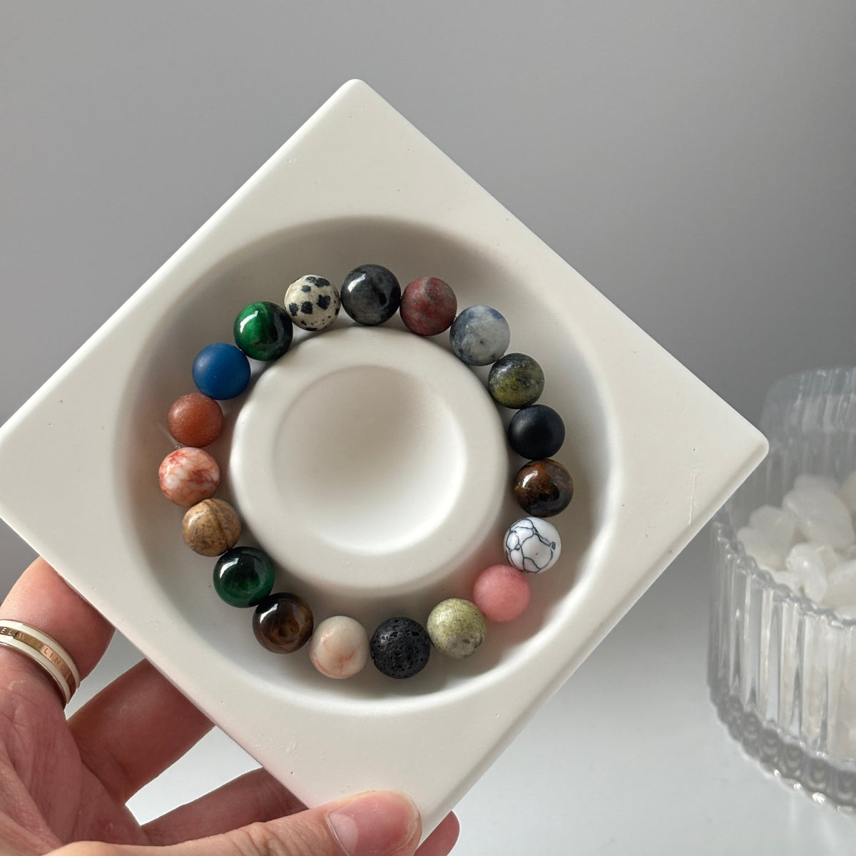 Galaxy Universe Planet Bracelet | 10mm Blue Sandstone Beads