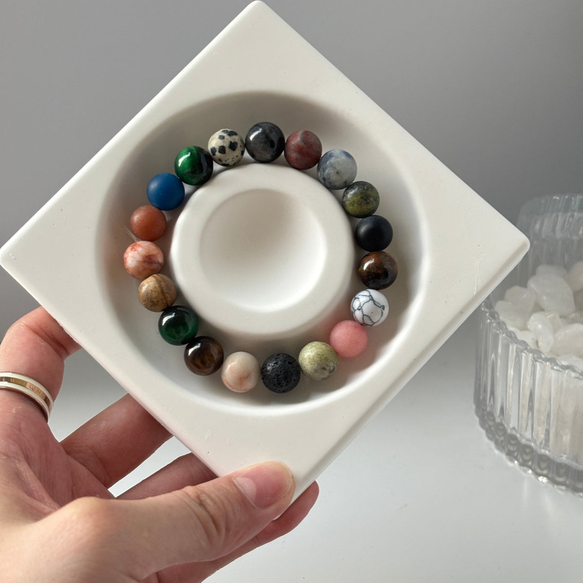 Galaxy Universe Planet Bracelet | 10mm Blue Sandstone Beads