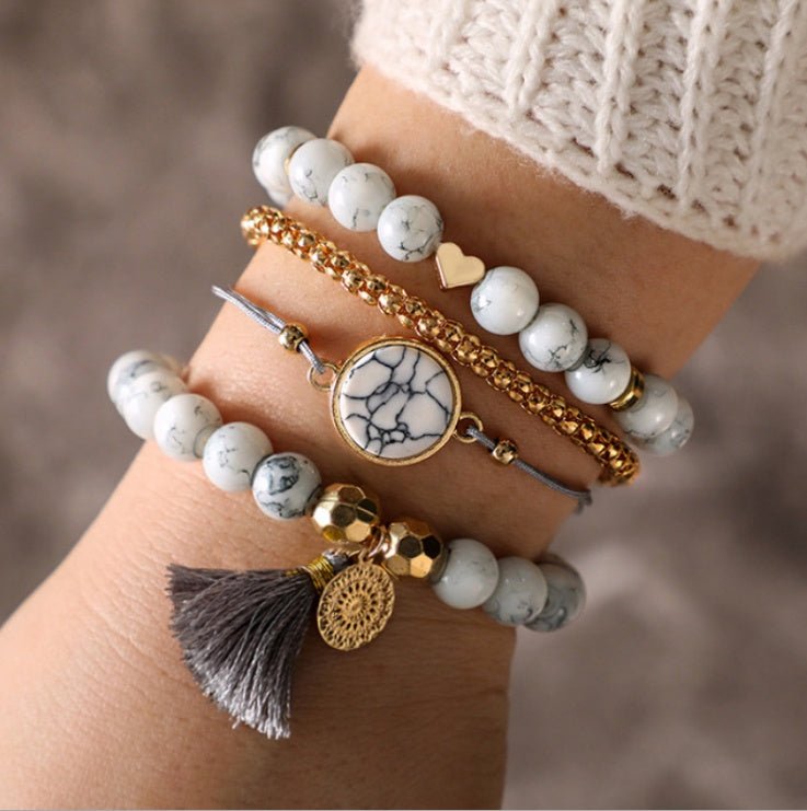 Geometric Pine Stone Fringe Bracelet - Creative Hollow Design