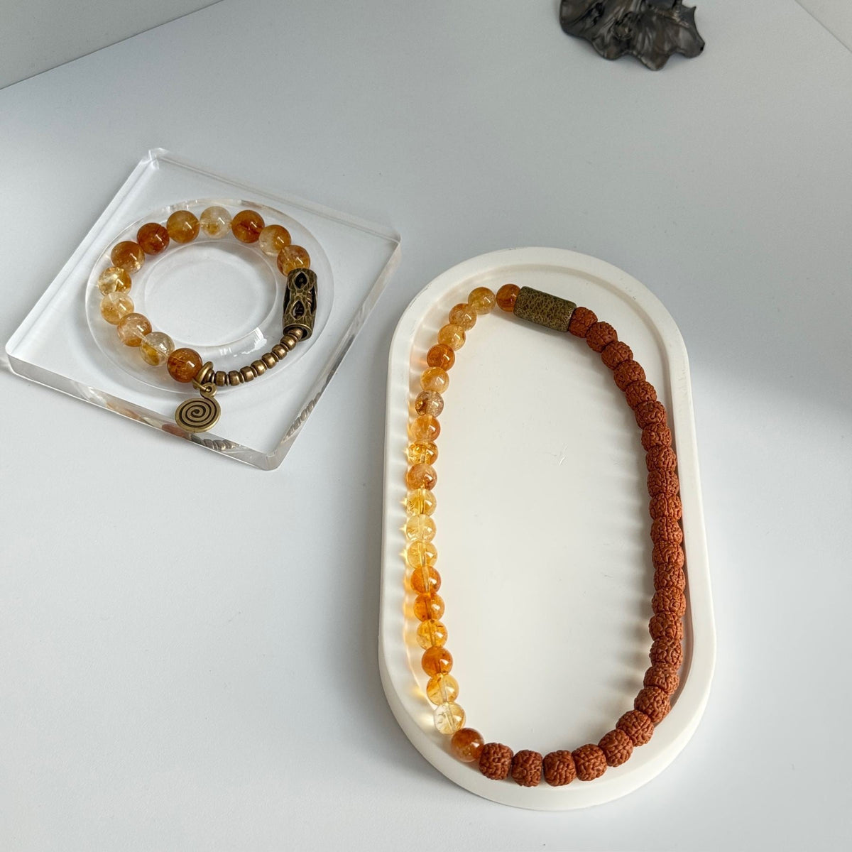 Golden Aura Citrine Bodhi Seed Bracelet | Radiance, grounding, and spiritual clarity