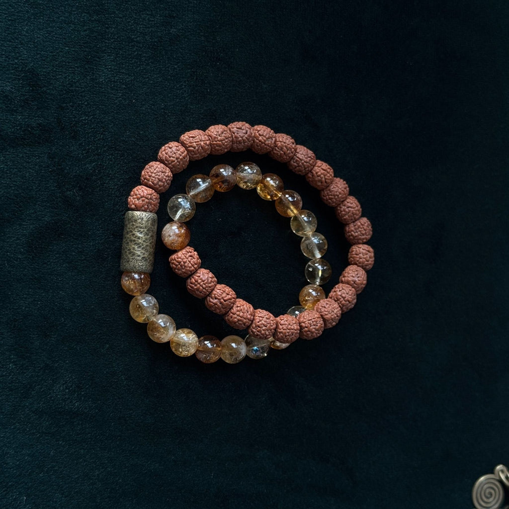 Golden Aura Citrine Bodhi Seed Bracelet | Radiance, grounding, and spiritual clarity