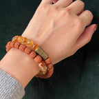 Golden Aura Citrine Bodhi Seed Bracelet | Radiance, grounding, and spiritual clarity