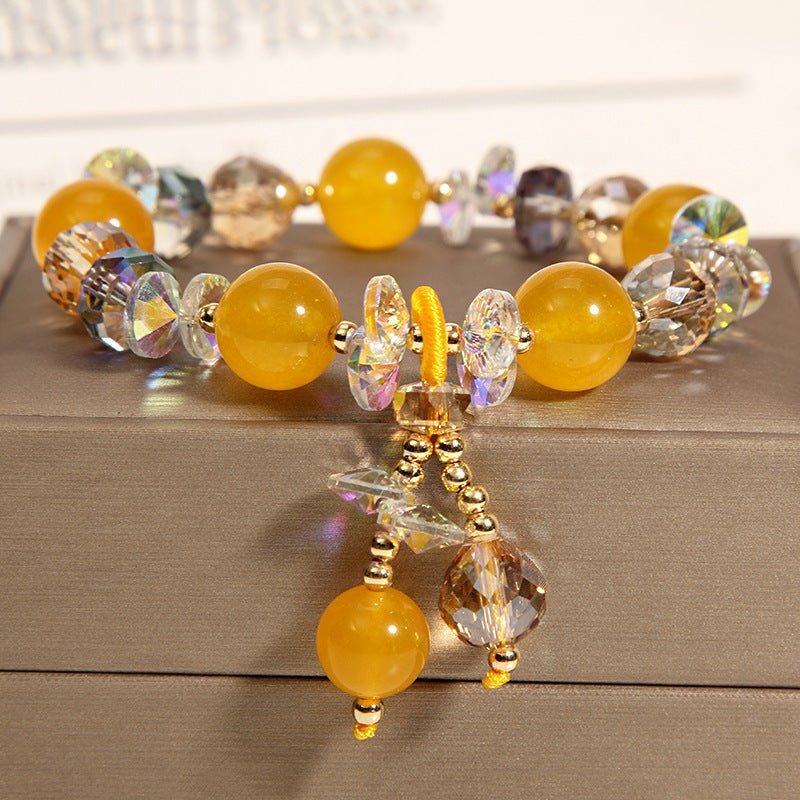 Golden Citrine Bracelet with Crystal Charms