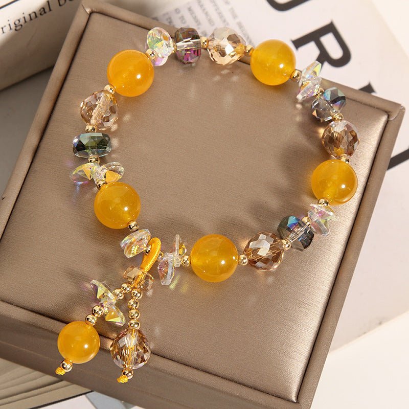 Golden Citrine Bracelet with Crystal Charms - EclipticJew