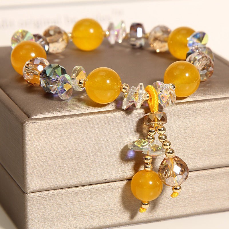 Golden Citrine Bracelet with Crystal Charms - EclipticJew
