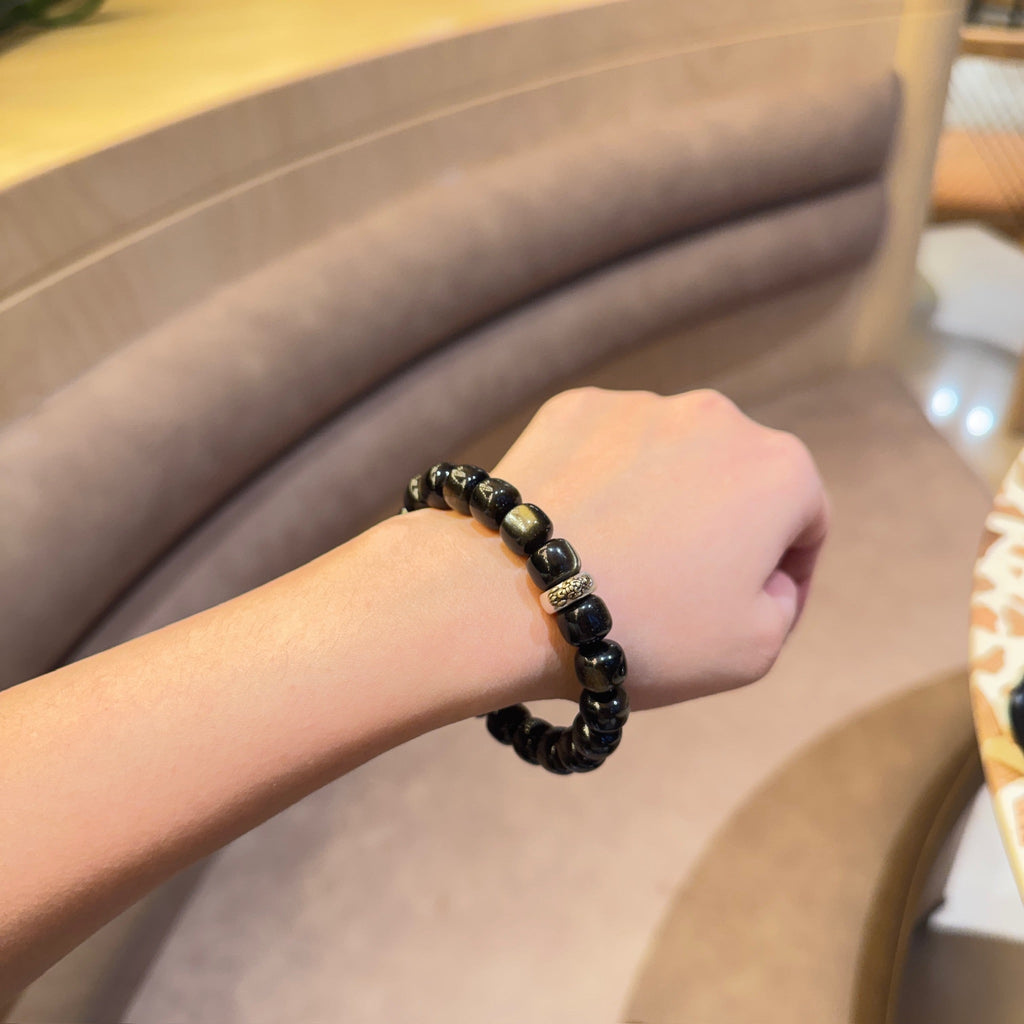 Golden Obsidian Bracelet | 12mm Round Beads | Protective Energy Stone