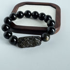 Golden Obsidian Pixiu Bracelet | Obsidian Beads | Lucky Pixiu Charm | Protection Bracelet