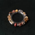 Golden Rutilated Quartz & Three-Eyed Dzi Multigem Bracelet | Wealth, Protection & Power