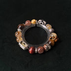 Golden Rutilated Quartz & Three-Eyed Dzi Multigem Bracelet | Wealth, Protection & Power