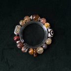Golden Rutilated Quartz & Three-Eyed Dzi Multigem Bracelet | Wealth, Protection & Power