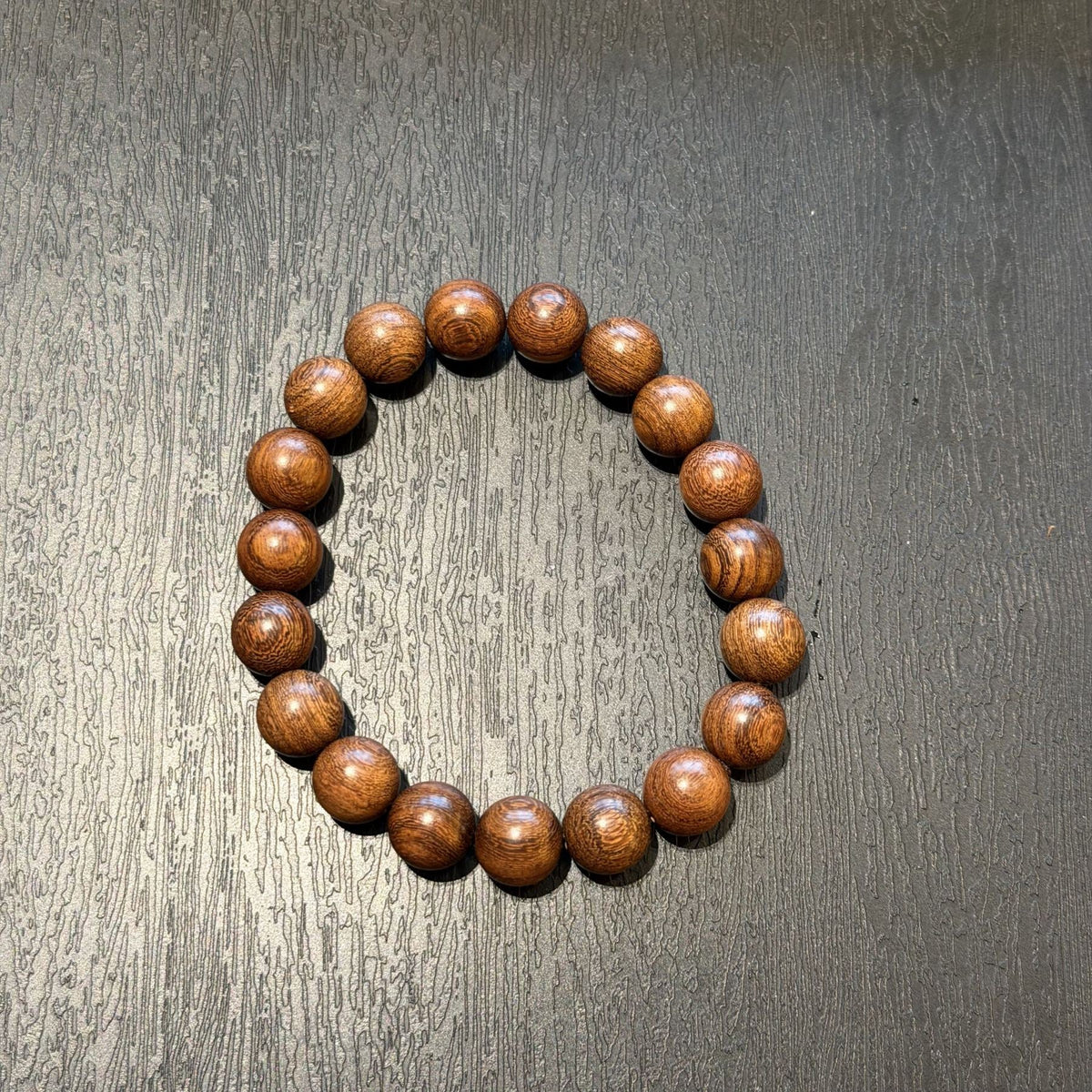 Golden Sandalwood Bracelet, High Density Sinking Wood Beads, Chinese Mindful Meditation Mala, Spiritual Grounding Gift, 15mm
