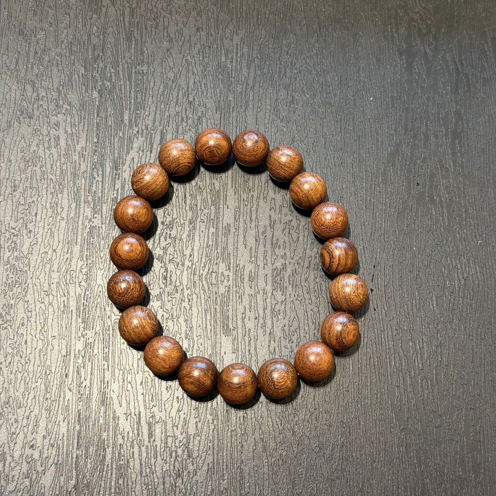 Golden Sandalwood Bracelet, High Density Sinking Wood Beads, Chinese Mindful Meditation Mala, Spiritual Grounding Gift, 15mm