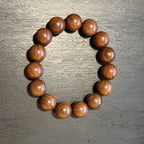 Golden Sandalwood Bracelet, High Density Sinking Wood Beads, Chinese Mindful Meditation Mala, Spiritual Grounding Gift, 15mm