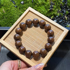 Golden Sandalwood Bracelet, High Density Sinking Wood Beads, Chinese Mindful Meditation Mala, Spiritual Grounding Gift, 15mm