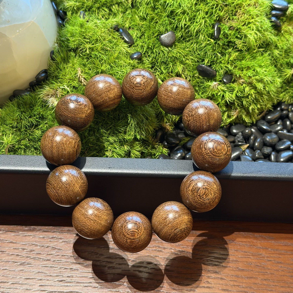 Golden Sandalwood Bracelet, Natural Aged Zebrawood Beads, Meditation Prayer Mala, Spiritual Grounding Unisex Gift, 12mm