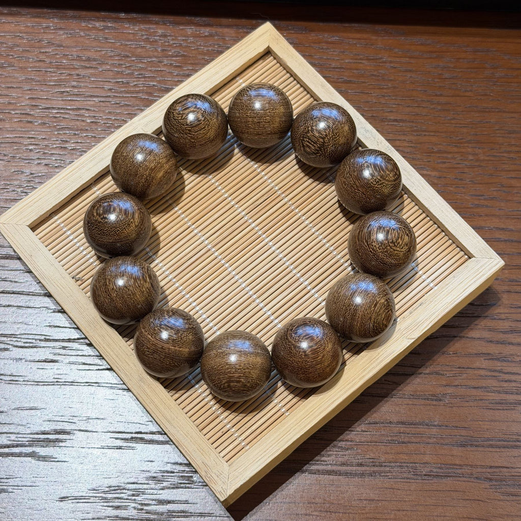 Golden Sandalwood Bracelet, Natural Aged Zebrawood Beads, Meditation Prayer Mala, Spiritual Grounding Unisex Gift, 12mm