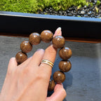 Golden Sandalwood Bracelet, Natural Aged Zebrawood Beads, Meditation Prayer Mala, Spiritual Grounding Unisex Gift, 12mm