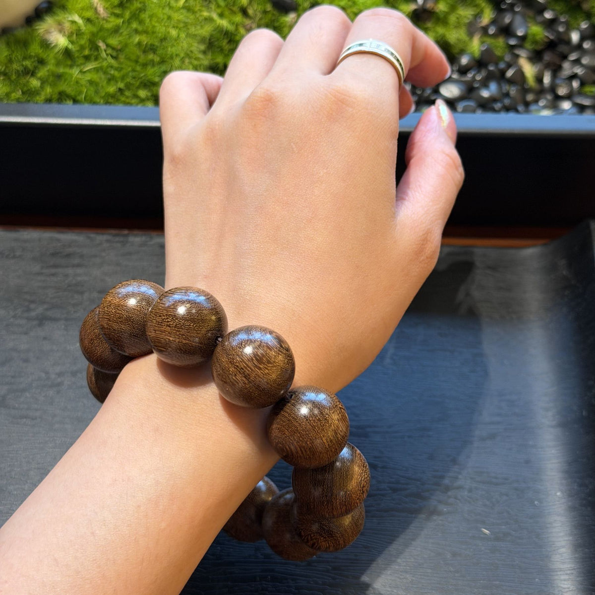 Golden Sandalwood Bracelet, Natural Aged Zebrawood Beads, Meditation Prayer Mala, Spiritual Grounding Unisex Gift, 12mm