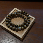 Golden Silk Phoebe Wood Bracelet, Natural Aged Nanmu Double Wrap Mala, Eight Buddhist Guardians Talisman, Spiritual Protection Gift