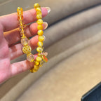 Golden Tiger Eye Bracelet | Wealth Energy Beads | Spiritual Bracelet with Fortune Charm