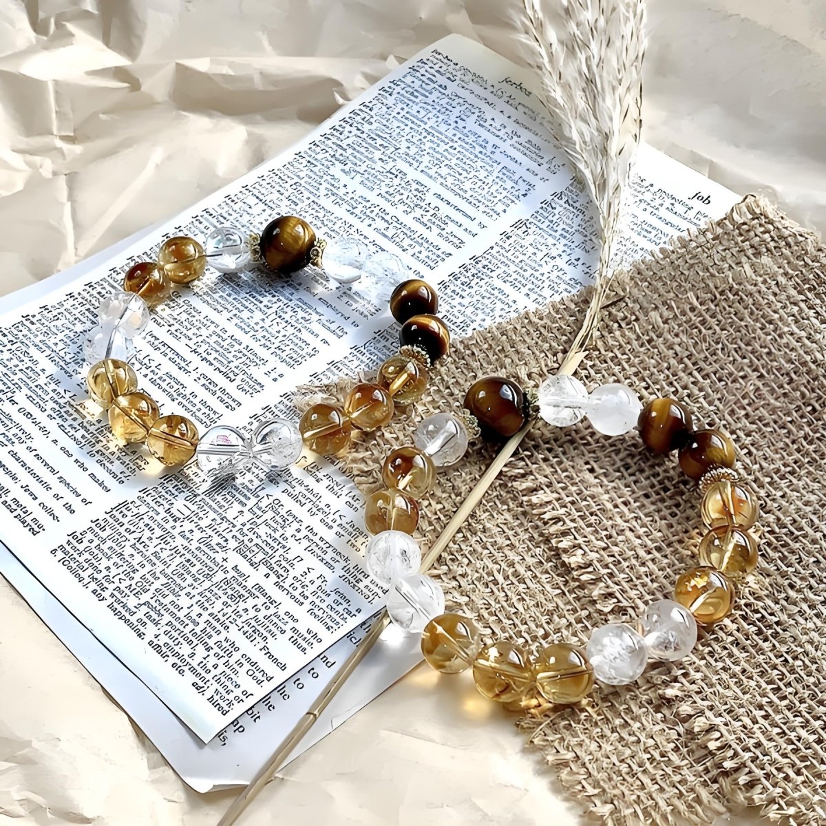 Golden Tiger Eye Citrine Bracelet - EclipticJewBraceletscitrineclear quartz