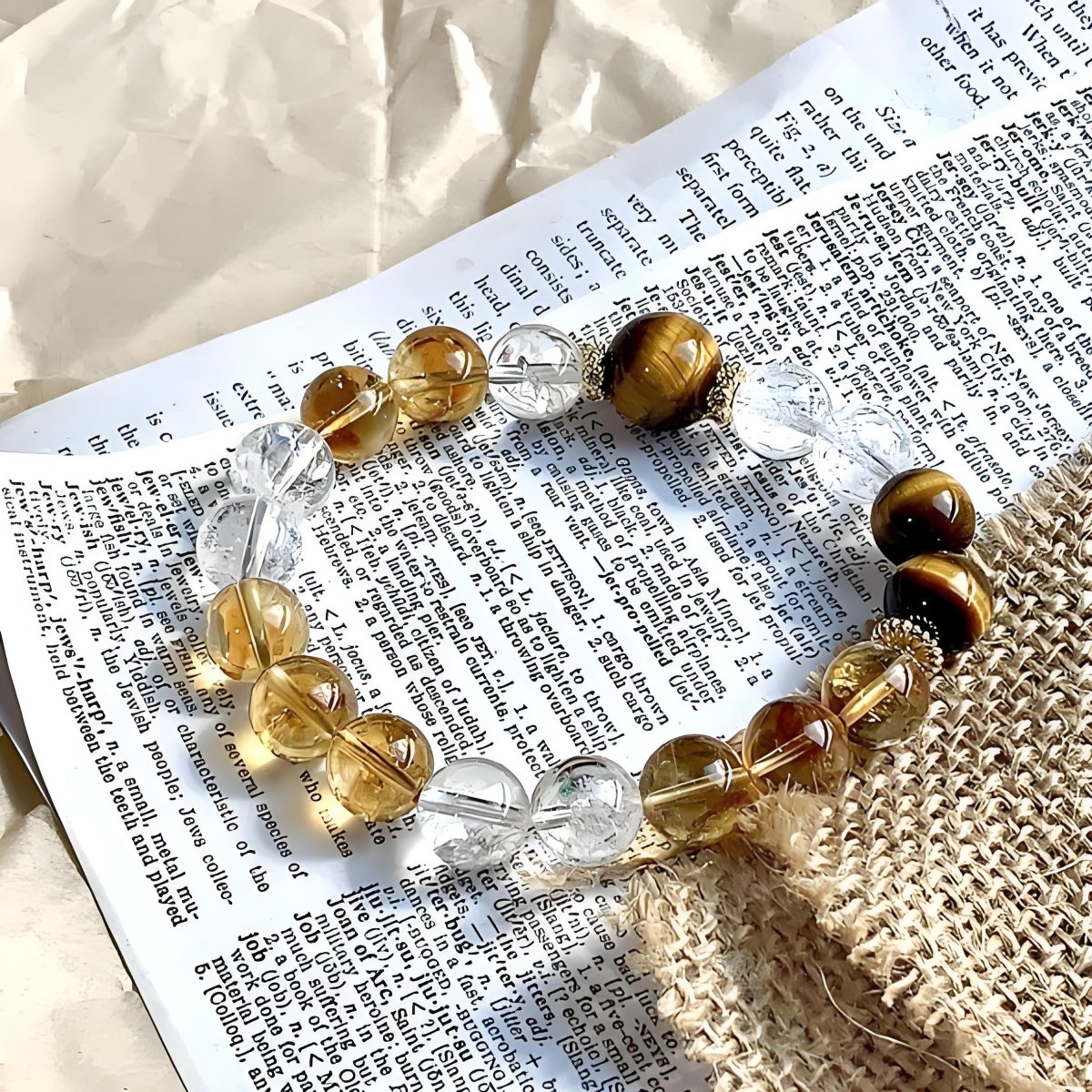 Golden Tiger Eye Citrine Bracelet - EclipticJewBraceletscitrineclear quartz