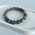Gray Moonstone Bracelet | 11mm Labradorite Moonstone Beads | High-Flash Moon Glow Crystal Bracelet