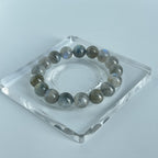 Gray Moonstone Bracelet | 11mm Labradorite Moonstone Beads | High-Flash Moon Glow Crystal Bracelet