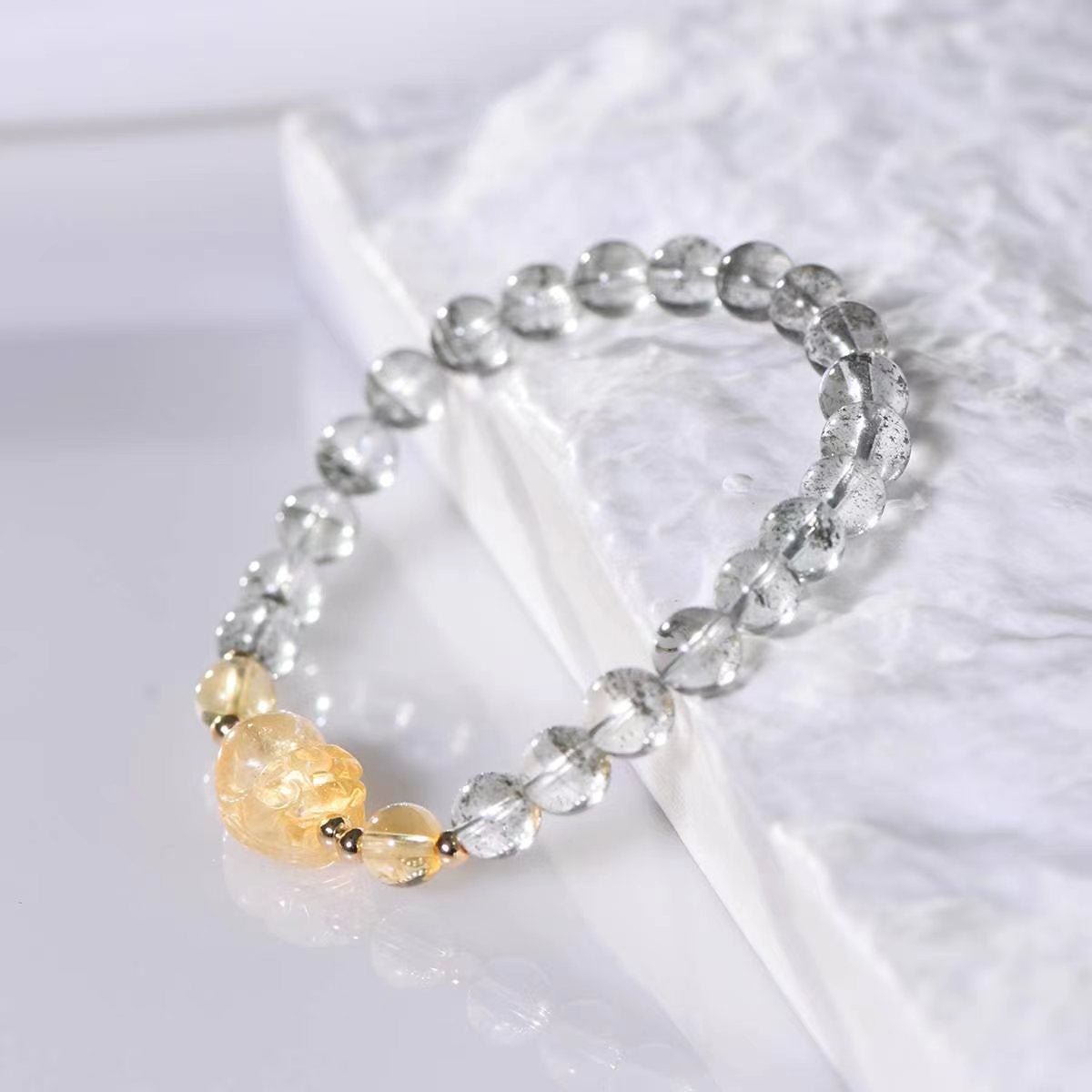 Green Phantom & Citrine Pixiu Power Bracelet - EclipticJewbraceletBraceletscitrine