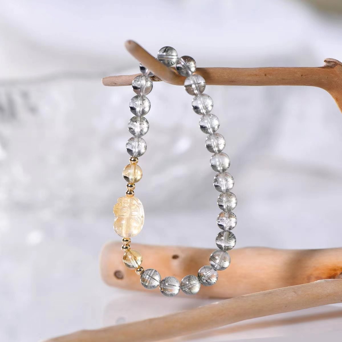 Green Phantom & Citrine Pixiu Power Bracelet - EclipticJewbraceletBraceletscitrine