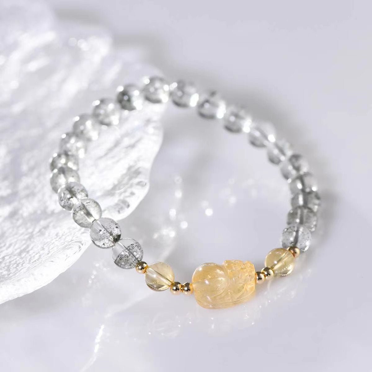 Green Phantom & Citrine Pixiu Power Bracelet - EclipticJewbraceletBraceletscitrine