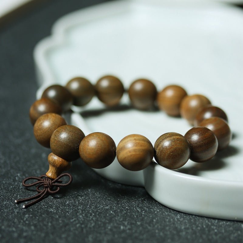 Green Sandalwood Bead Bracelet – Taoist 15 - Bead Circle for Calm & Meditation - EclipticJew