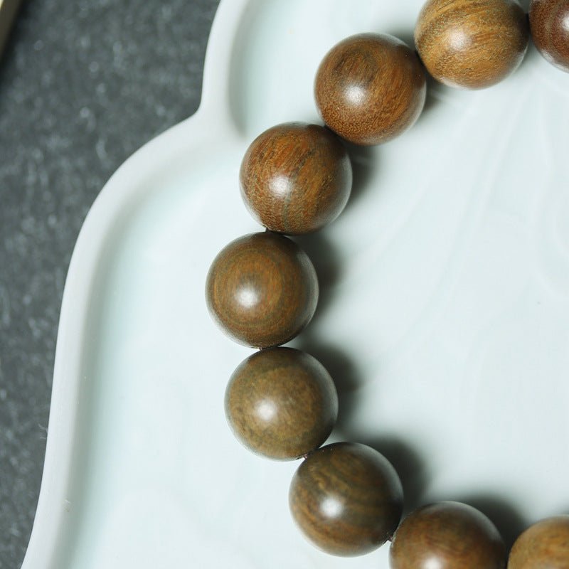 Green Sandalwood Bead Bracelet – Taoist 15 - Bead Circle for Calm & Meditation - EclipticJew