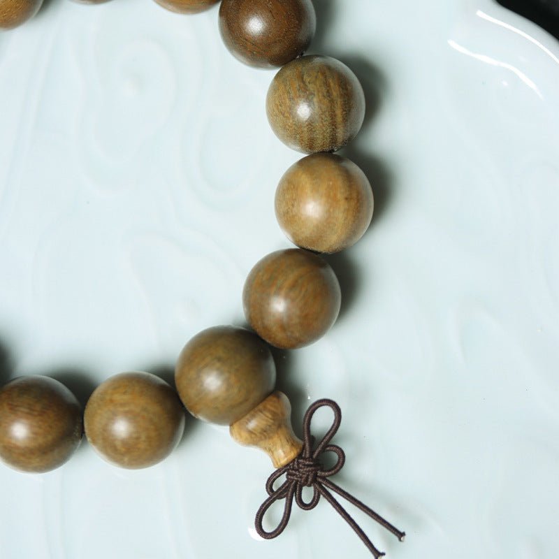 Green Sandalwood Bead Bracelet – Taoist 15 - Bead Circle for Calm & Meditation - EclipticJew