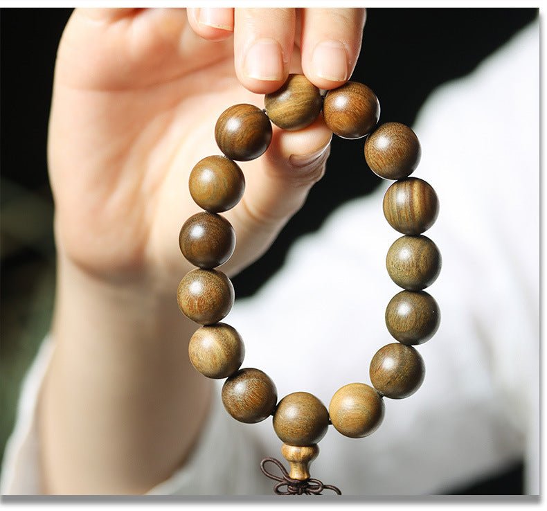 Green Sandalwood Bead Bracelet – Taoist 15 - Bead Circle for Calm & Meditation - EclipticJew