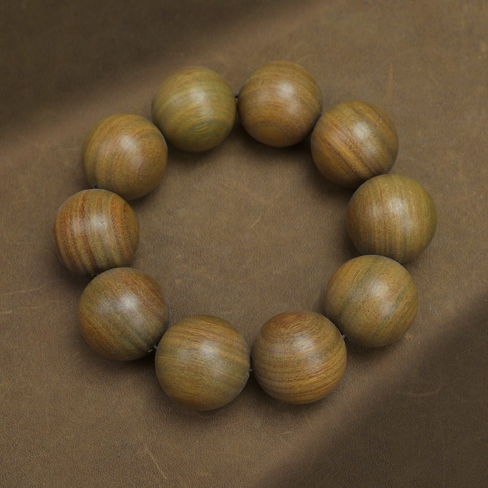 Green Sandalwood Bead Bracelet – Taoist 15 - Bead Circle for Calm & Meditation - EclipticJew