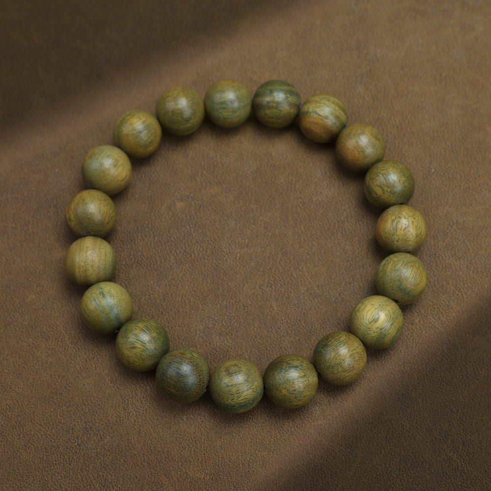 Green Sandalwood Bead Bracelet – Taoist 15 - Bead Circle for Calm & Meditation - EclipticJew