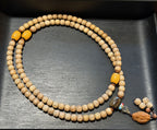 Hainan Star and Moon Bodhi Seed Mala, 108 Prayer Beads Necklace, God of Wealth Caishen Amulet, Tibetan Style Meditation Jewelry