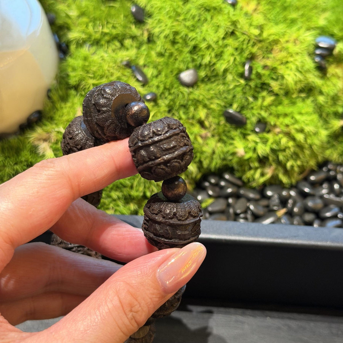 Hand Carved Blackwood Lotus Flower Bracelet, Pure Blooming Sacred Lotus Mala, Spiritual Protection Amulet, Zen Yoga Women Gift