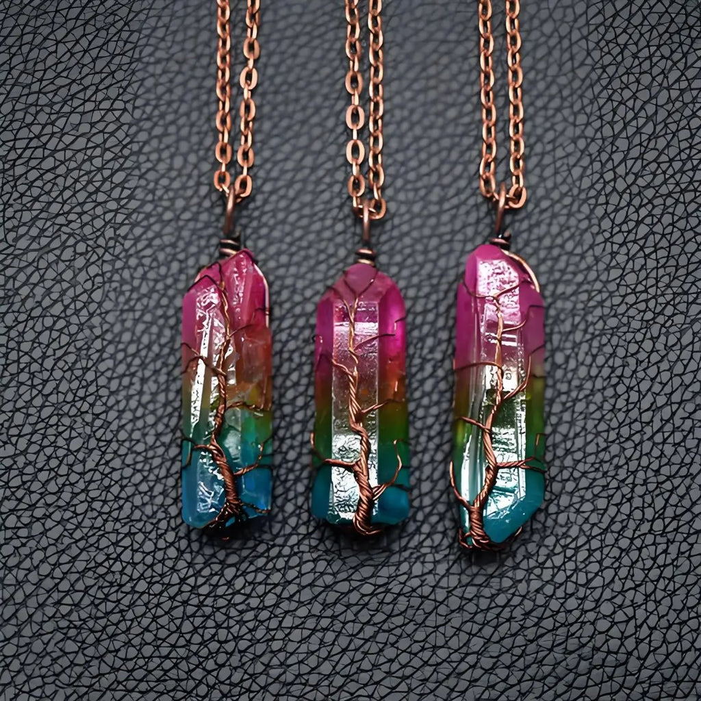 Healing Crystal Tree of Life Pendant - Balance & Spirituality - EclipticJewpendanttrend