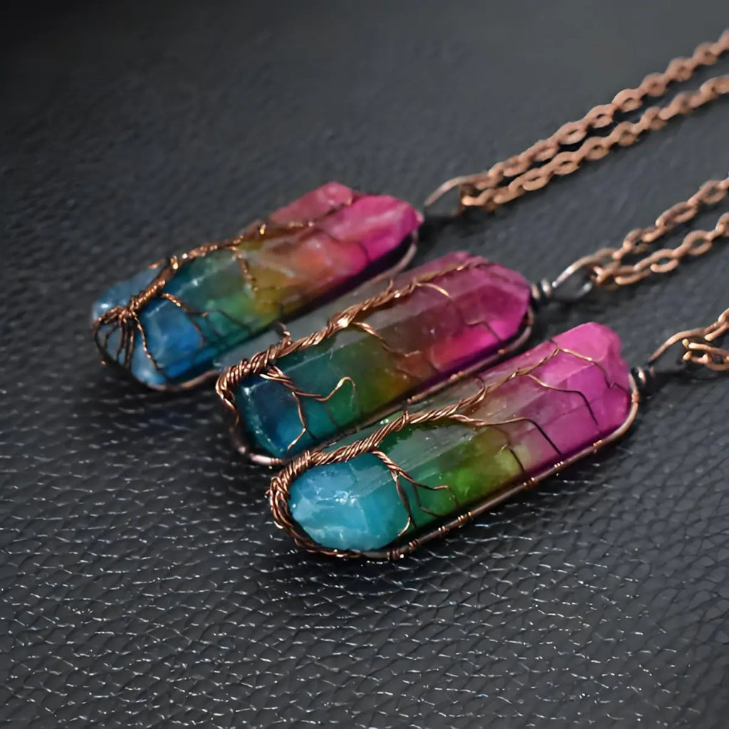 Healing Crystal Tree of Life Pendant - Balance & Spirituality