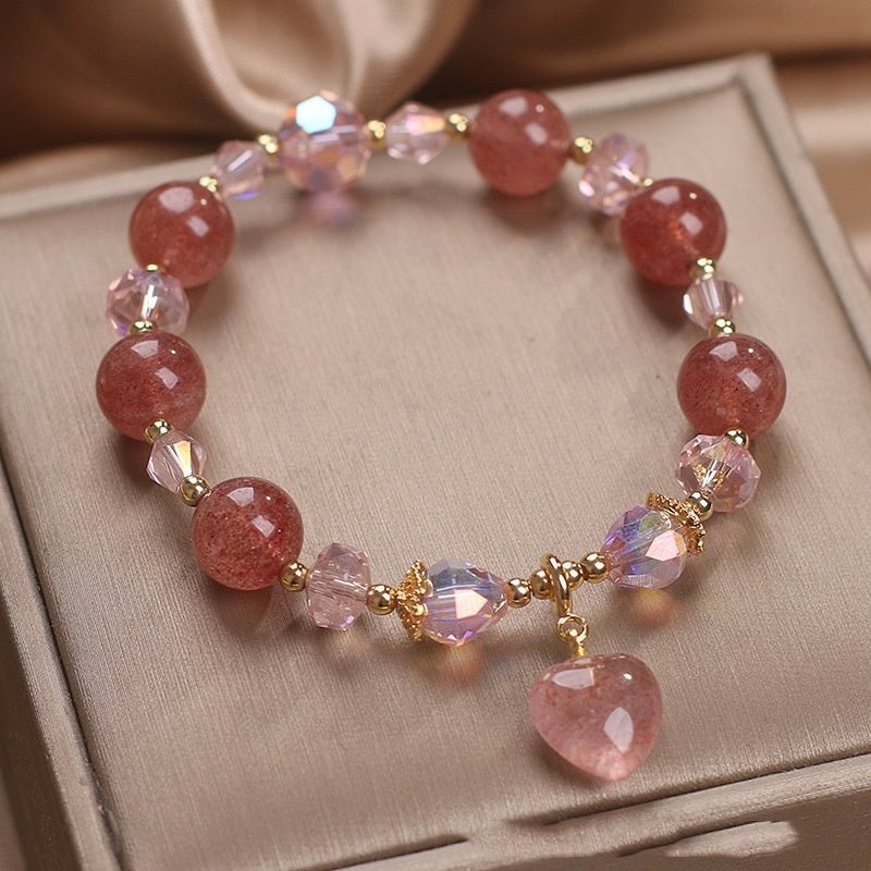Heart's Glow Strawberry Quartz Bracelet - EclipticJew
