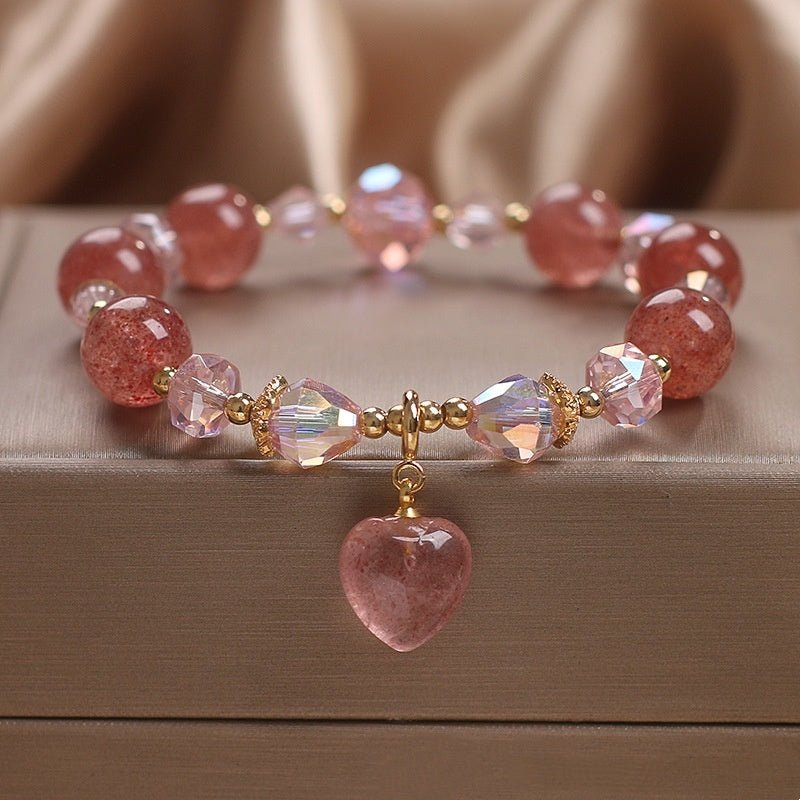 Heart's Glow Strawberry Quartz Bracelet