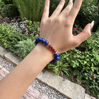 Lapis Lazuli Statement Bracelet | Deep Blue Royal Stone Energy Amulet | Taoist Consecrated Wisdom & Red Agate Protection Jewelry