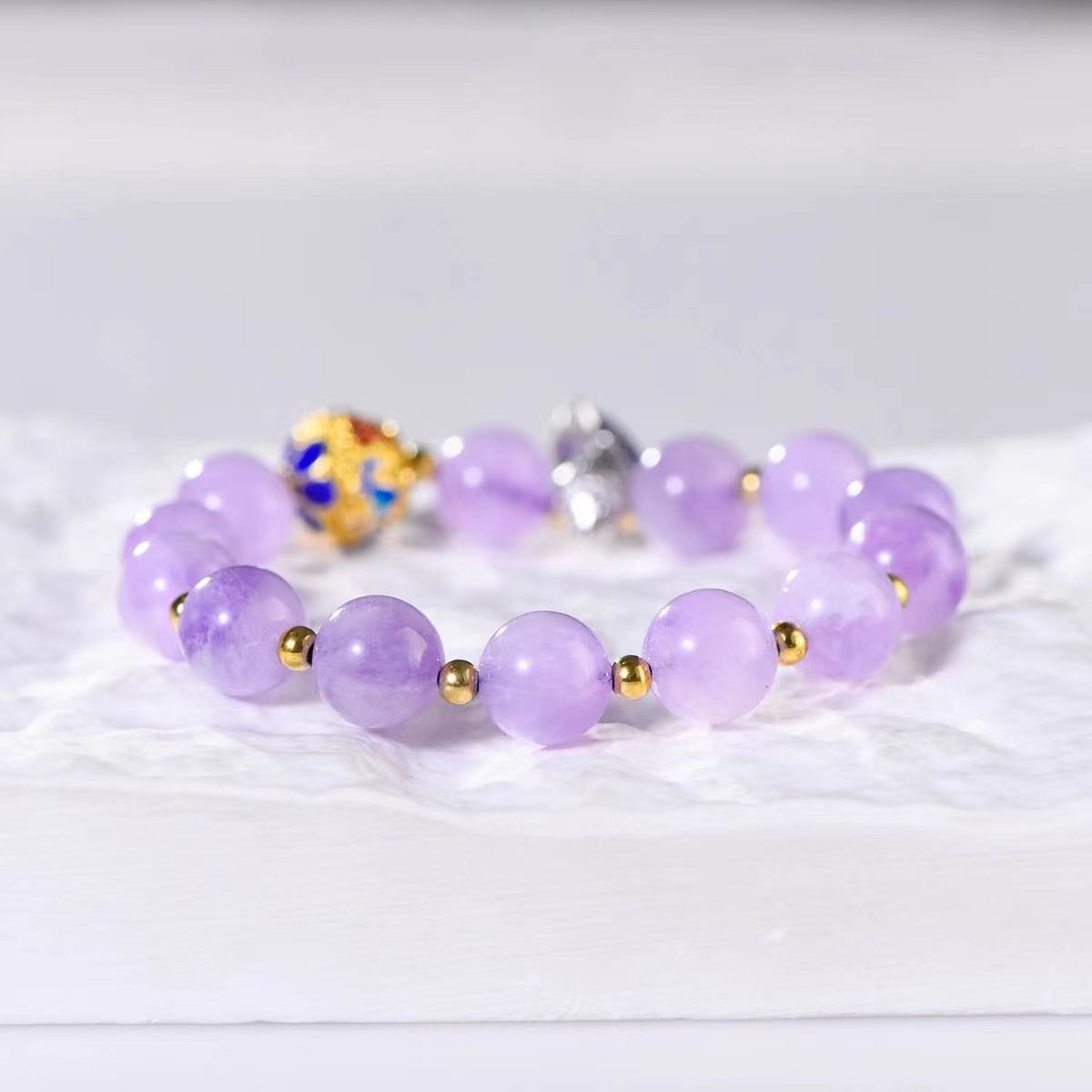 Lavender Amethyst Fox Charm Bracelet - EclipticJewamethystBraceletsnew