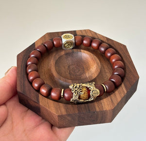 Lightning - Struck Jujube Wood Beads Pixiu Amulet Bracelet - EclipticJew