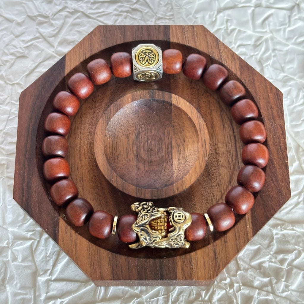 Lightning - Struck Jujube Wood Beads Pixiu Amulet Bracelet - EclipticJew