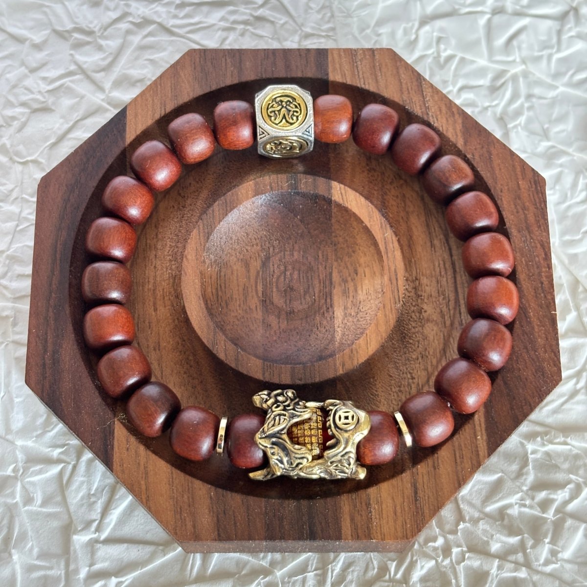 Lightning - Struck Jujube Wood Beads Pixiu Amulet Bracelet - EclipticJew