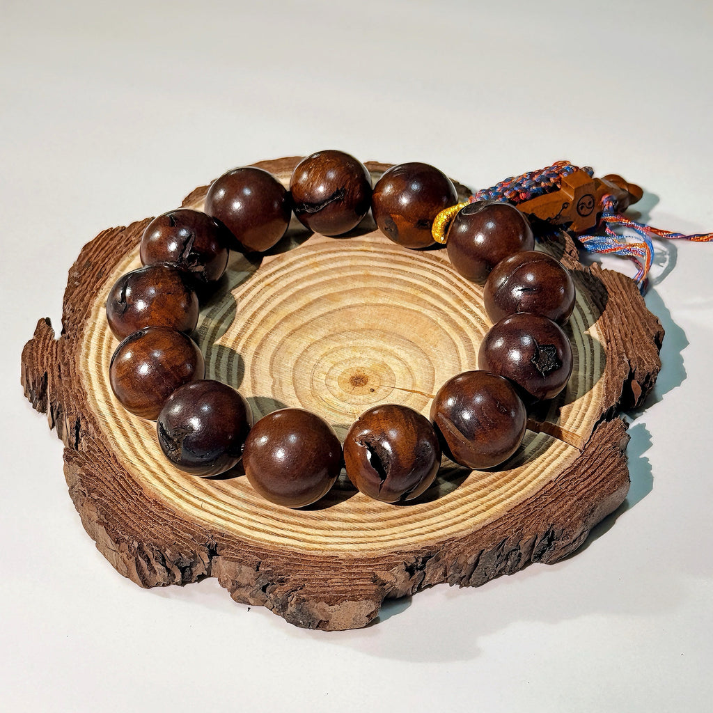Lightning-Struck Jujube Wood Bracelet | Natural Daoist Charm